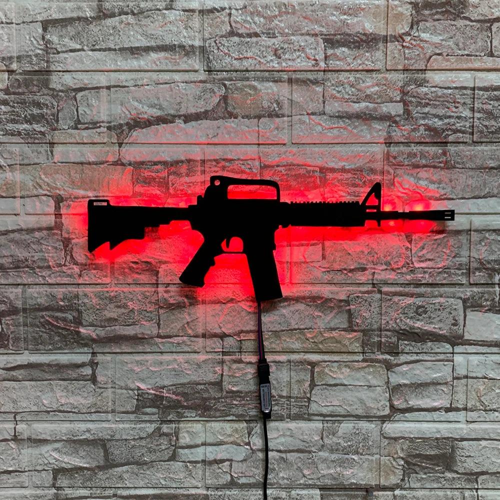 Luz de pared luminosa LED creativa 3D personalizada en forma de pistola fondo interior Aura luz USB luz nocturna de color