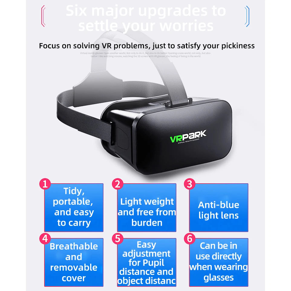 Gafas de Realidad Virtual, Casco VR 3D para Teléfono, Lentes, Dispositivos Móviles, Smartphones, Visor de Juegos, Set Viar