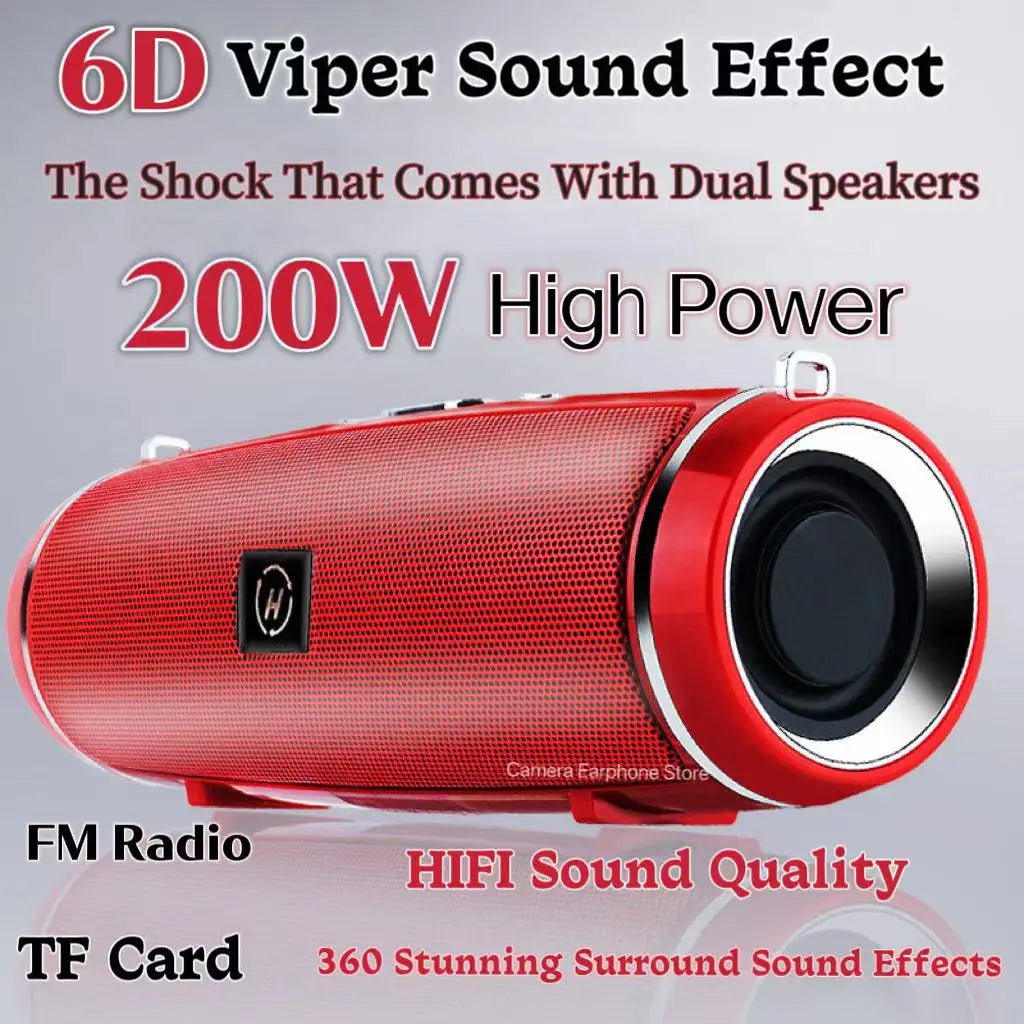 Parlante Bluetooth Portátil 200W Estéreo 3D con FM y TWS