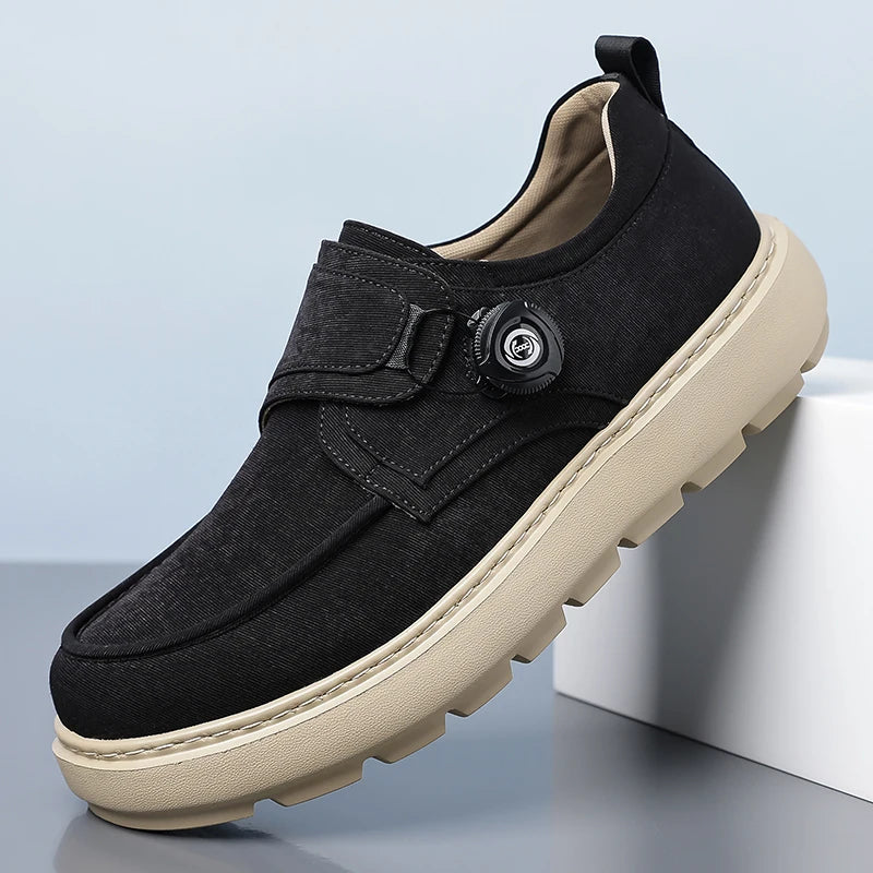 Mocasines para hombre con hebilla giratoria manos libres, transpirables y suela antideslizante