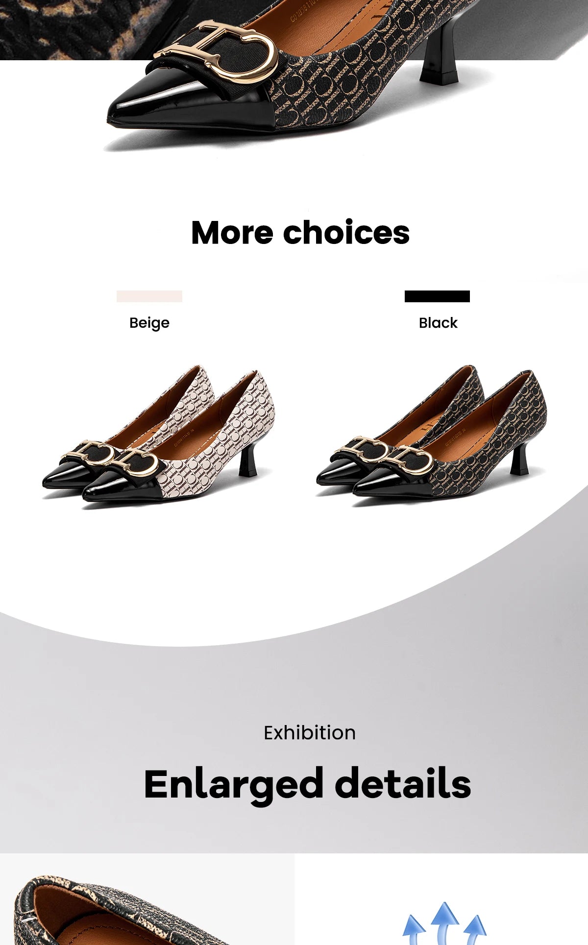 Zapatos de Tacón Clásicos con Estampado para Mujer — Punta Fina