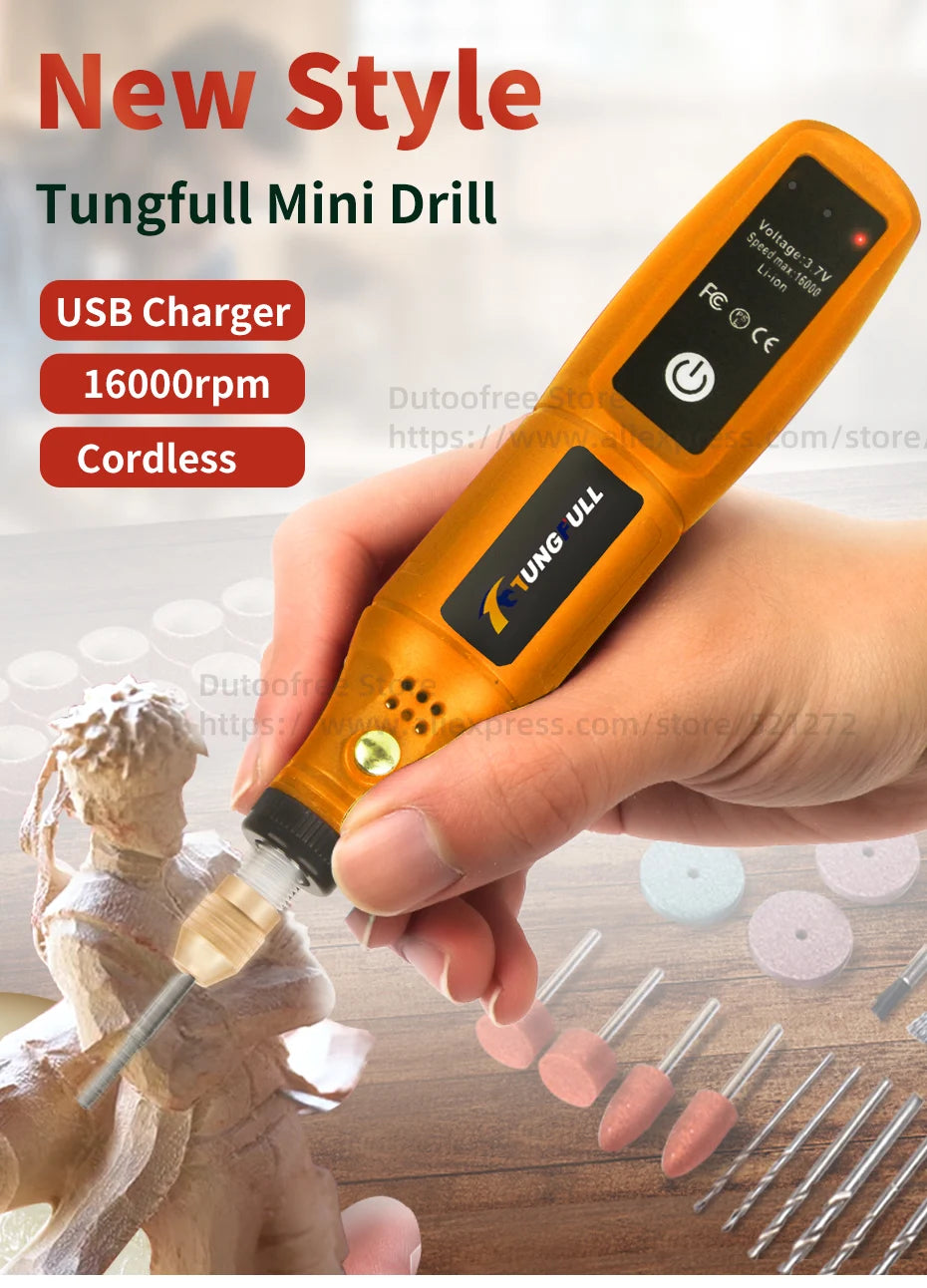 Mini Taladro Inalámbrico recargable, máquina de pulido, bricolaje, Mini herramienta rotativa, herramienta de grabado USB, herramienta Dremel, Mini máquina de grabado