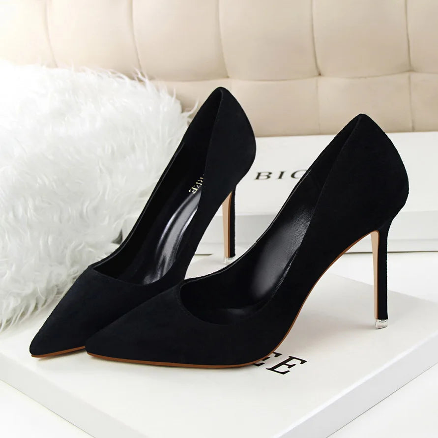 Zapatos de Tacón Alto 9cm para Mujer - Gamuza, Tallas Grandes