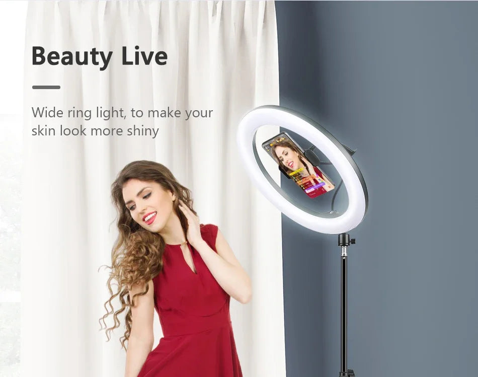 Luz de Video de 26CM, Anillo de Luz LED Regulable para Selfies, Lámpara de Anillo USB con Soporte de Trípode Opcional para Grabación de Video y Maquillaje