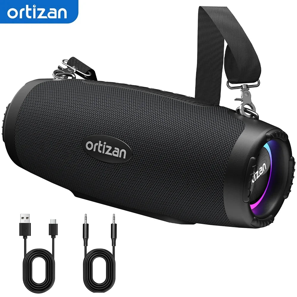 Altavoz Bluetooth 6.0 Ortizan M8, Altavoz Inalámbrico Portátil de 60W con Bajos Intensos, Altavoces Impermeables IPX7, Compatible con Más de 100 Altavoces
