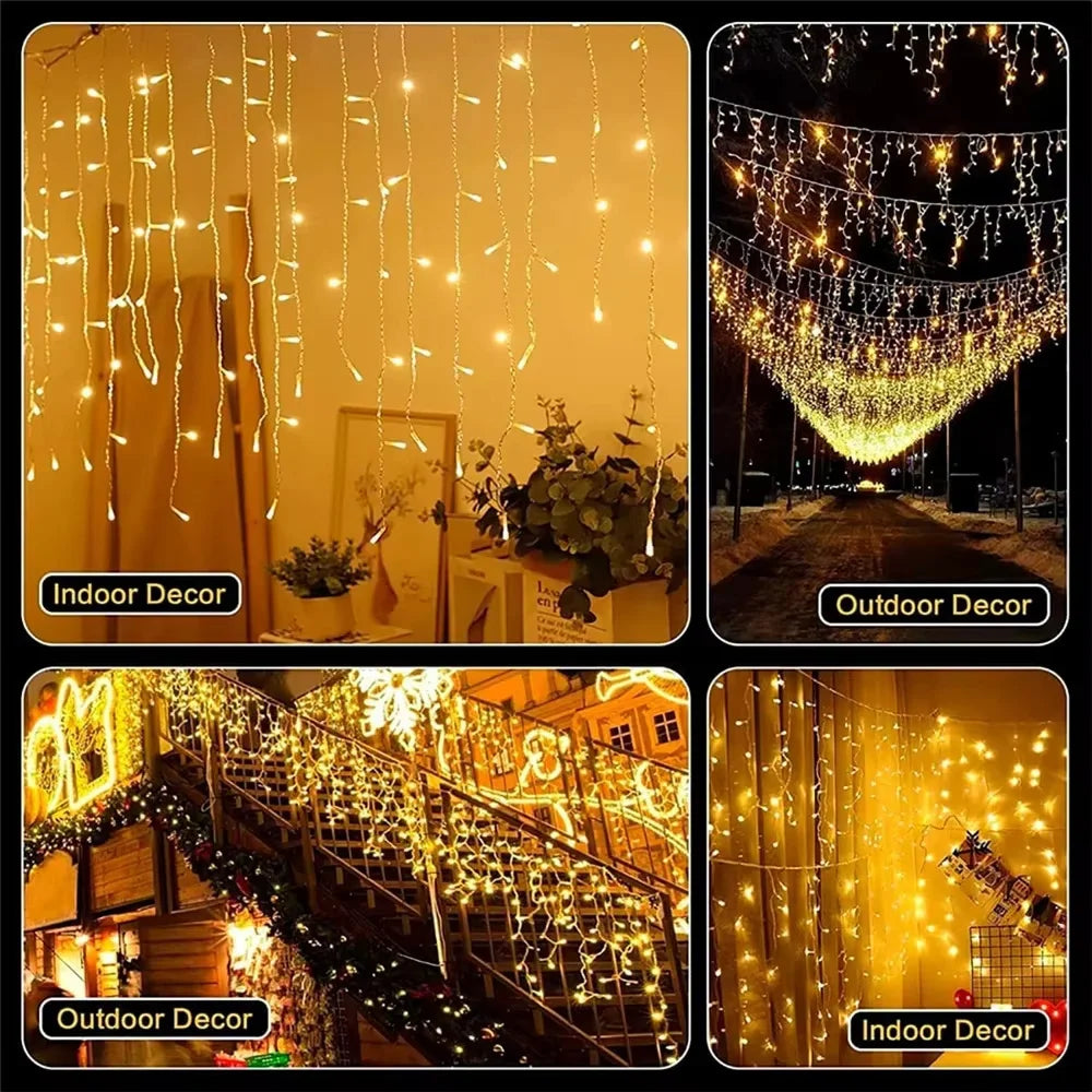 Guirnalda Solar LED en Forma de Carámbanos 3.5M para Jardín y Eventos