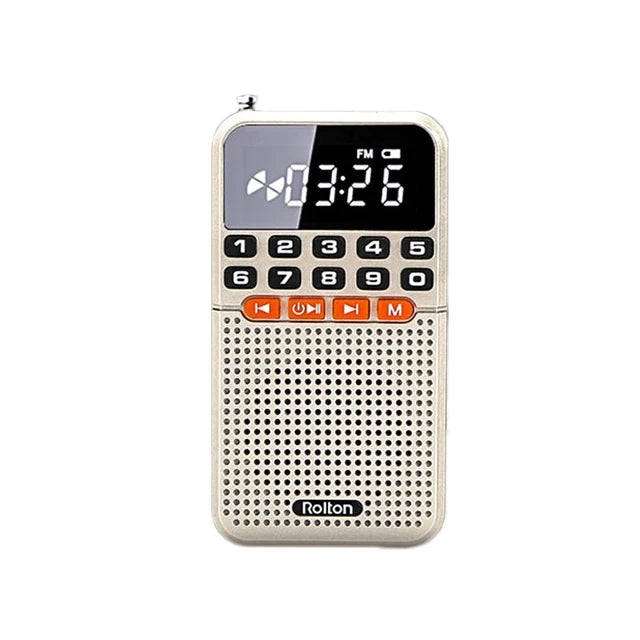 Mini Radio FM portátil Bluetooth 5.0 con tarjeta TF y linterna LED