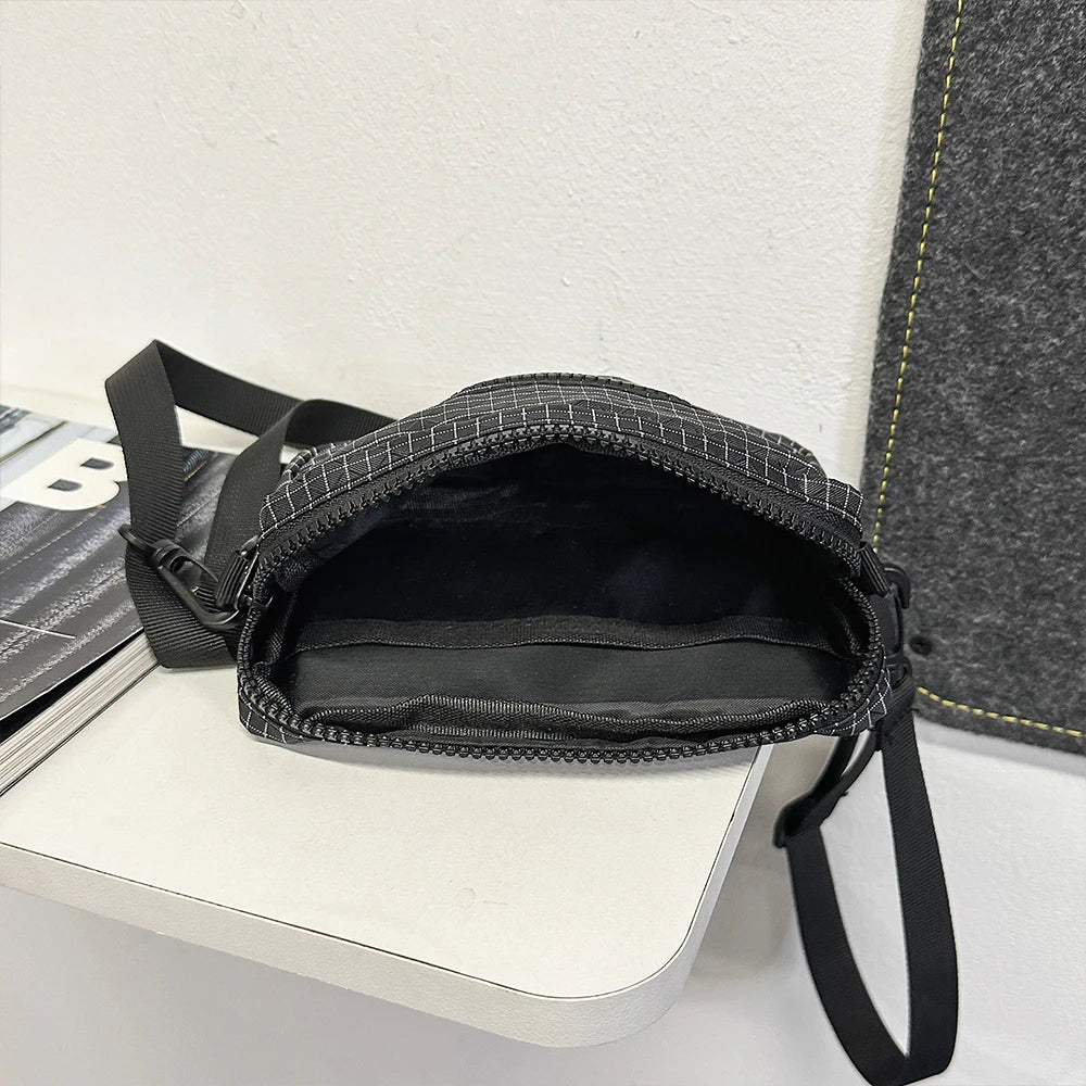 Bolso Bandolera de Nailon a Cuadros, Unisex