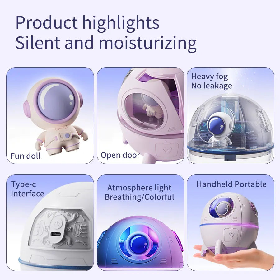 Luz LED Nocturna Humidificador Cápsula Espacial