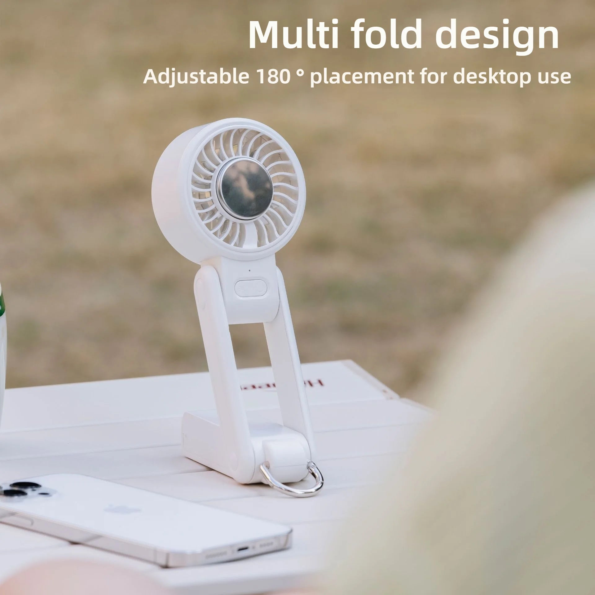 Ventilador de Mano Portátil con Enfriamiento por Hielo, 4 Velocidades, Recargable, Ligero, para Verano, Camping y Actividades al Aire Libre