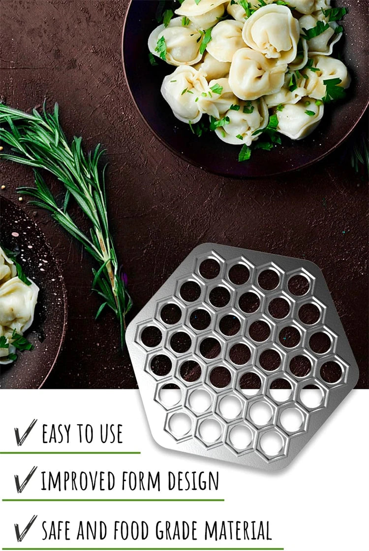 Fabricante de raviolis ruso con 37 agujeros, molde para dumplings, aleación de aluminio, Pelmeni, fabricante de dumplings de carne, cortador de dumplings hecho a mano JT567