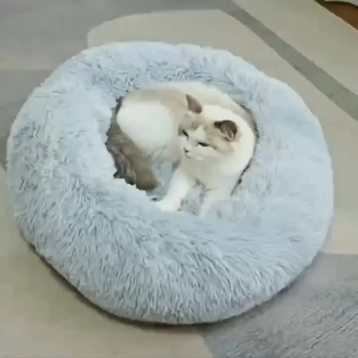 Cama Nido Redonda de Felpa para Mascotas — Suave y Cálida