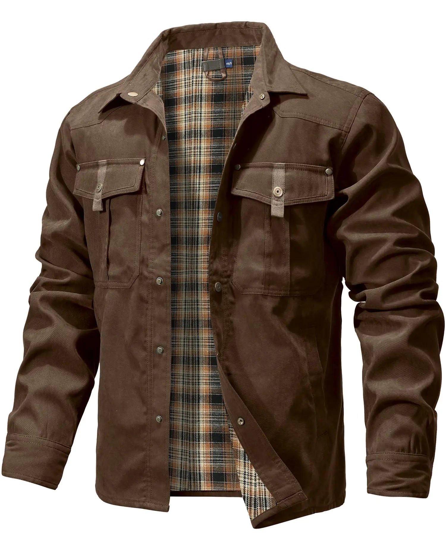 Chaquetas para hombre, camisa forrada de franela de primavera, abrigo, sudadera informal con botones a presión, estilo vaquero occidental, Top de alta calidad, talla estadounidense