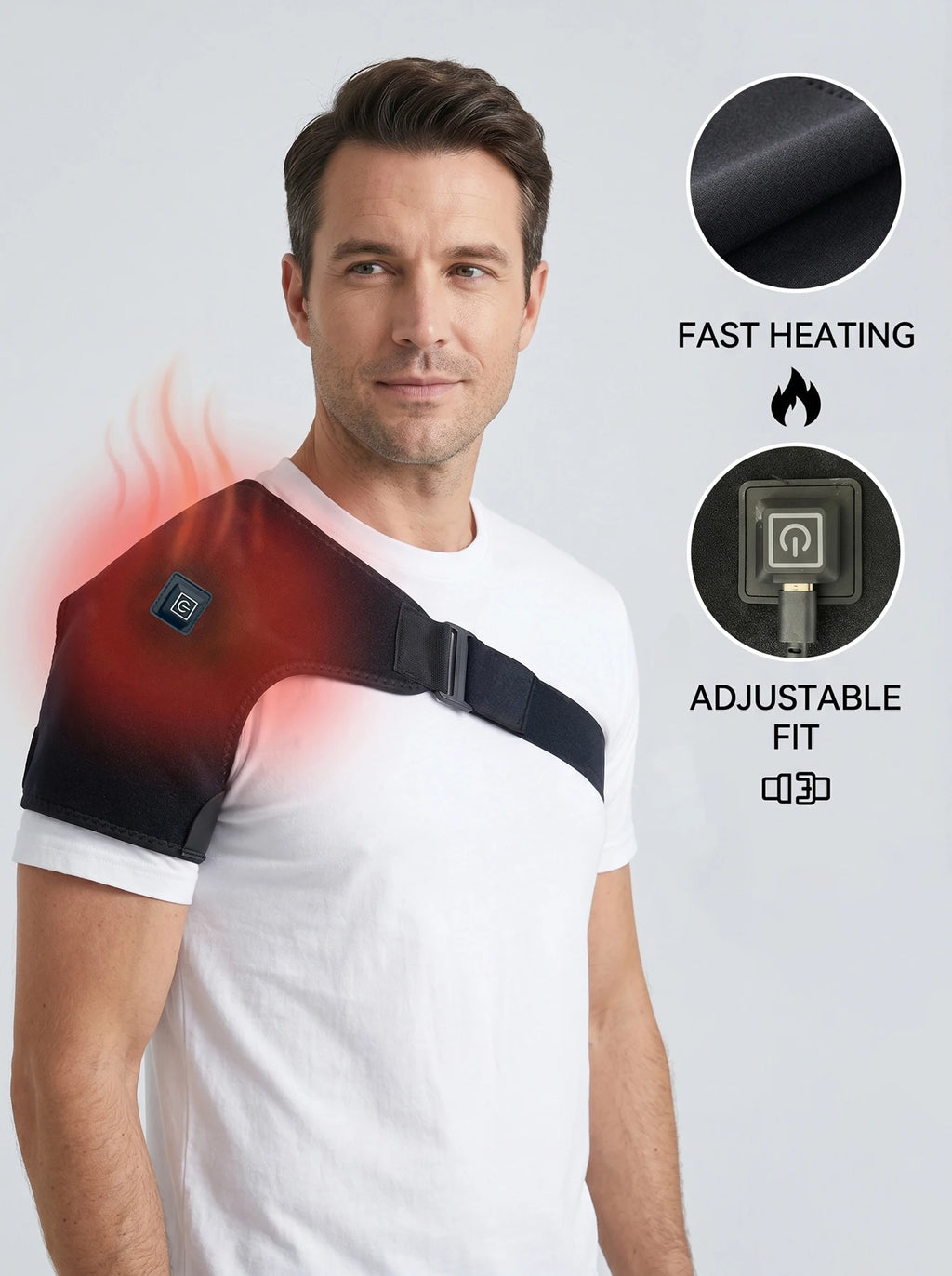 Masajeador de Hombros Eléctrico USB 2026 con Calor, Soporte Ajustable para Espalda y Hombros, Relajación Muscular de Brazos