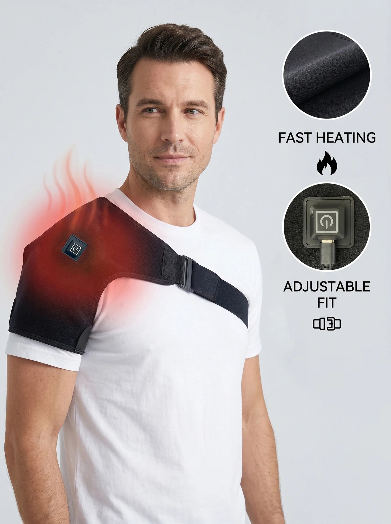 Masajeador de Hombros Eléctrico USB 2026 con Calor, Soporte Ajustable para Espalda y Hombros, Relajación Muscular de Brazos