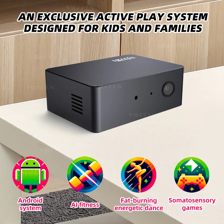 VILCORN AI Juego con detección de movimiento TV Box Procesador octa-core WiFi Sistema de juego activo para niños y familia Consola de juegos somatosensorial