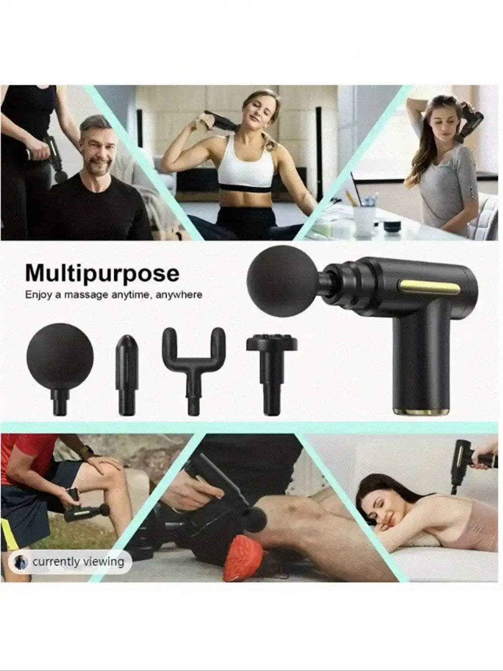 Pistola de masaje muscular portátil 2026 para masaje corporal, con pantalla táctil Led, ajuste de velocidad y 4 reemplazables, recargables