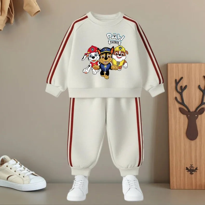 Conjunto de Pantalones Largos con Franjas Laterales para Niños, Primavera 2026, Sudadera Casual con Cuello Redondo y Pantalones, Dos Piezas, Patrulla Canina, Chándal para Niños y Niñas