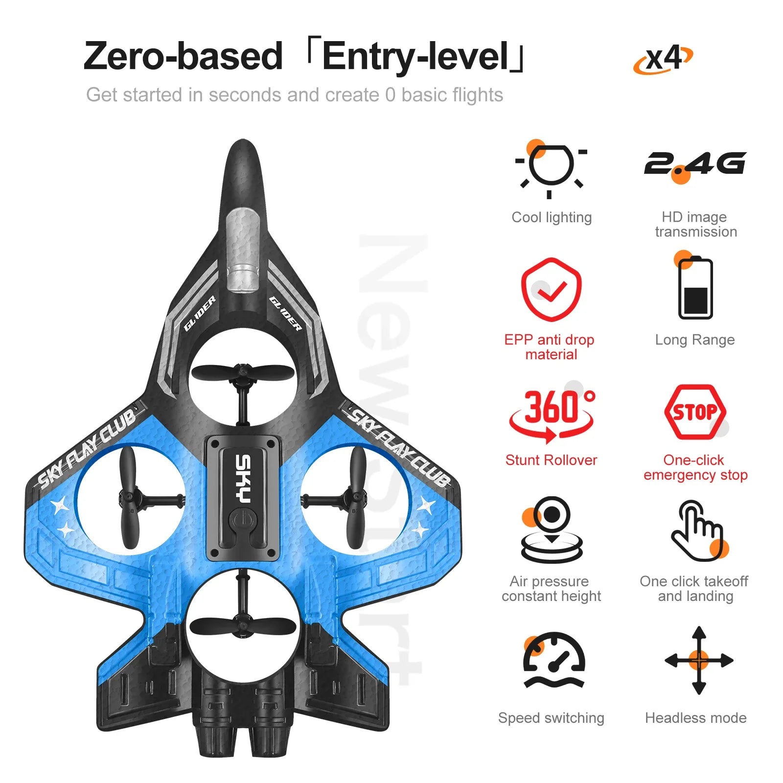 Dron RC Planeador YP3 con Luces LED y Control Remoto 2.4G