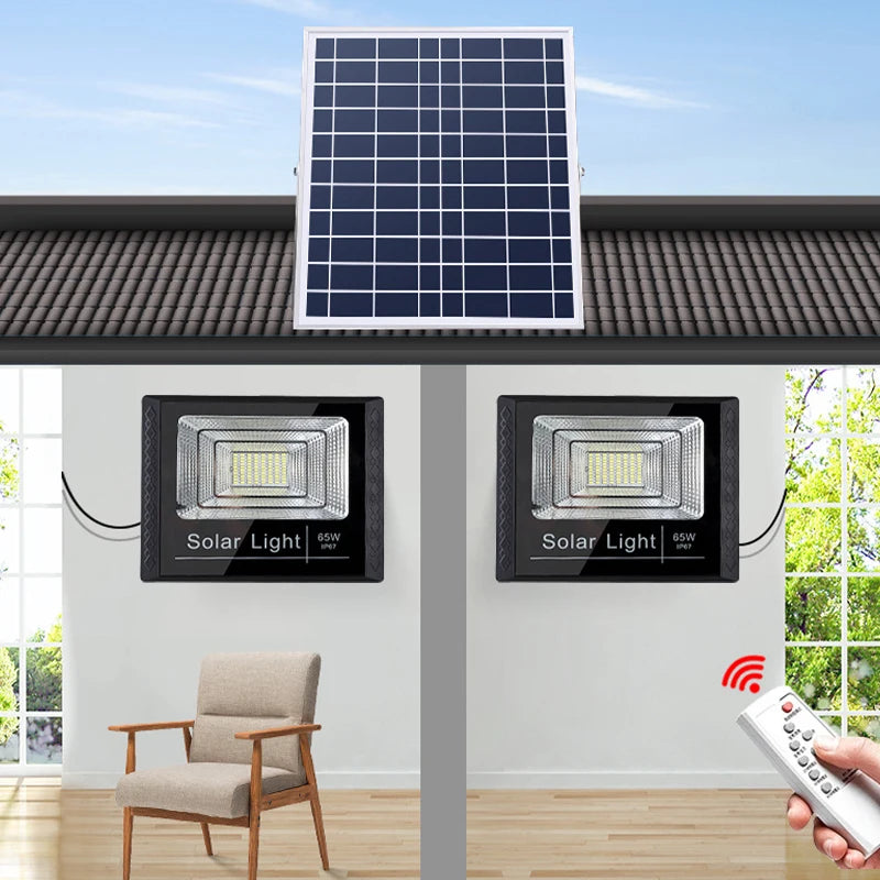 Reflector solar LED 400W 2 cabezales para jardín impermeable IP65