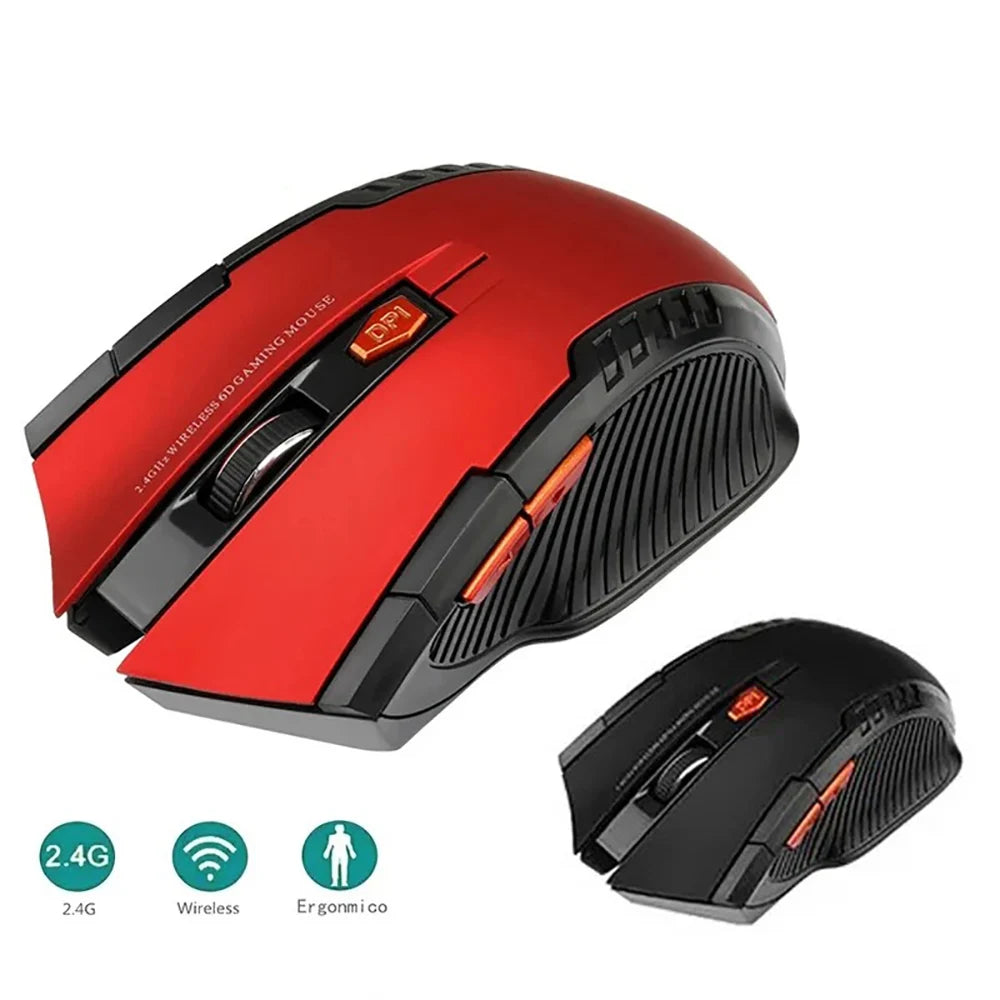 Ratón óptico inalámbrico de 2,4 GHz para videojuegos con receptor USB, 2000DPI, 6 botones, accesorios para ordenador y portátil
