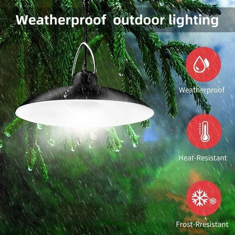 Lámpara colgante solar para exteriores, lámpara LED impermeable, decoraciones de araña de doble cabezal con Control remoto para cobertizo interior, sala de granero