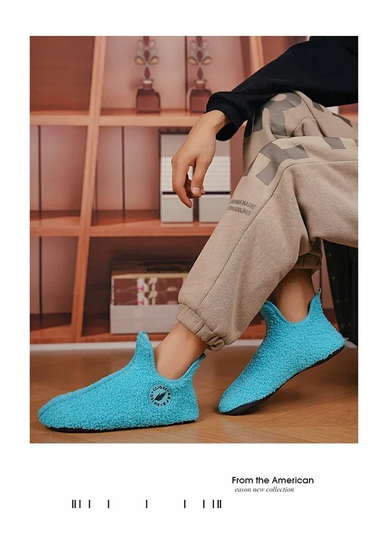 YRZL, zapatos de algodón de invierno para hombre, zapatillas ligeras sin cordones de alta calidad, mocasines de algodón de felpa para interiores, zapatos cálidos Unisex