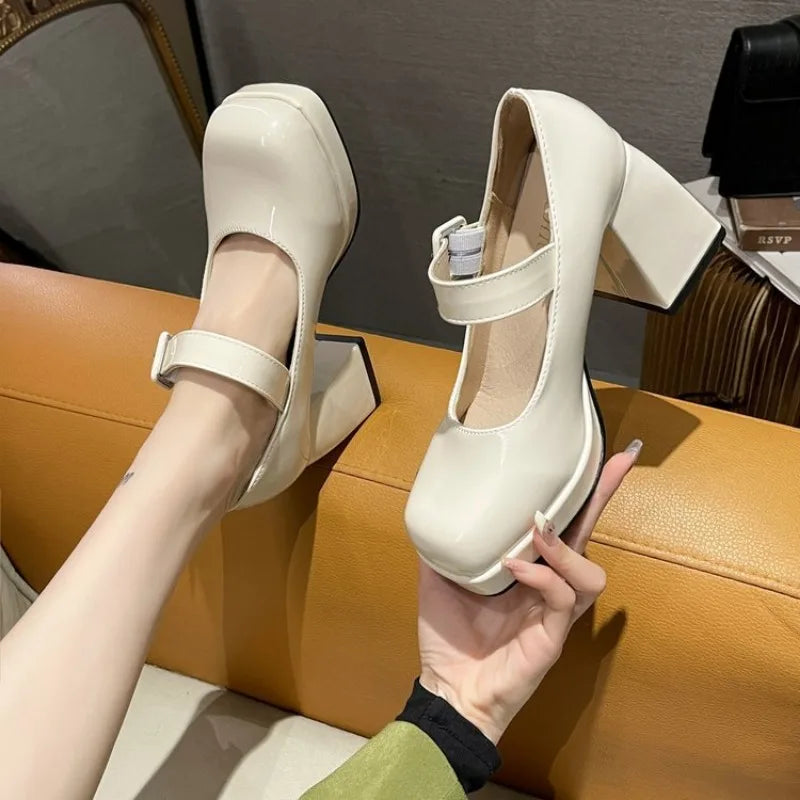 Zapatos Mary Jane Mujer con Plataforma, Punta Cuadrada y Tacón Alto