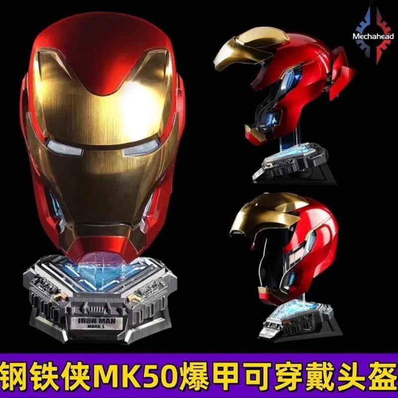 Casco de Iron Man de Marvel, Escala 1:1, MK50 MK5 MK17, con Control por Voz y Ojos Luminosos, Modelo Coleccionable para Adultos, Juguete de Navidad