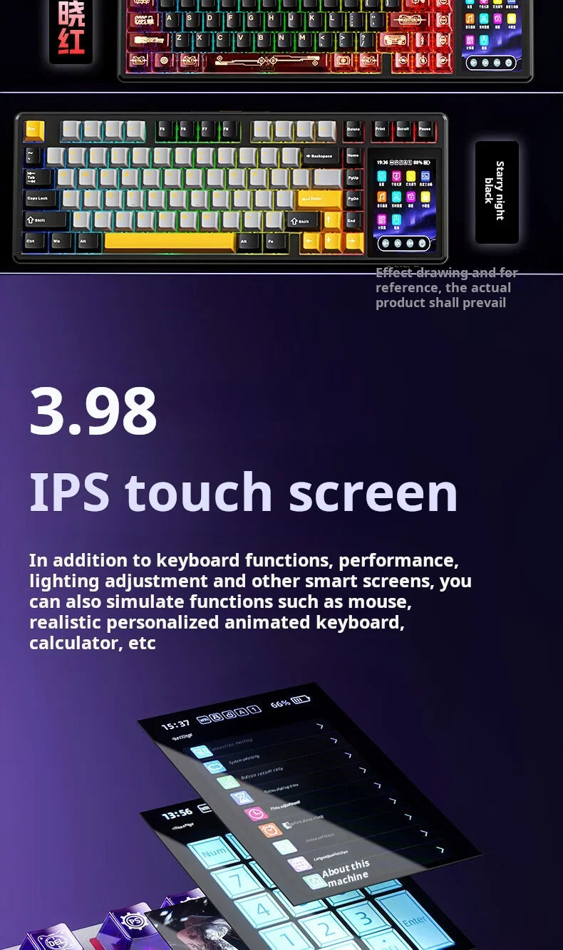 Teclado Mecánico AULA L99 con Pantalla Inteligente, Inalámbrico Bluetooth, Estructura Gasket, Teclado para Juegos con Iluminación RGB y Visión Nocturna