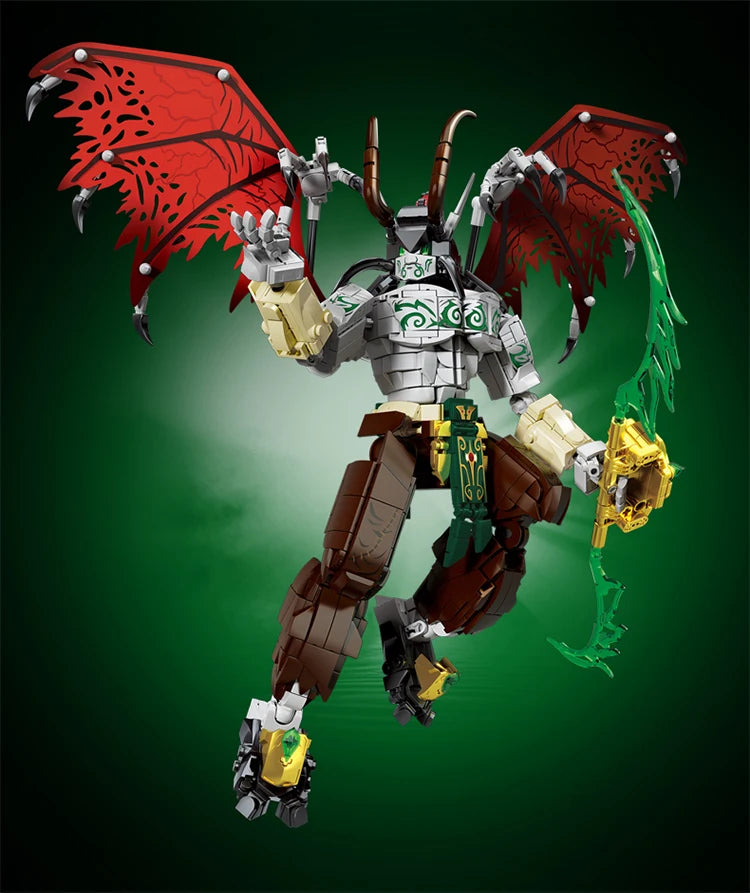 Bloques de Construcción 76112, Robot Mech Warrior, Alas Rojas, Cuchilla Verde, Modelo Dim-Blade, Kit de Bloques de Construcción, Juguete para Adultos y Niños, Regalos