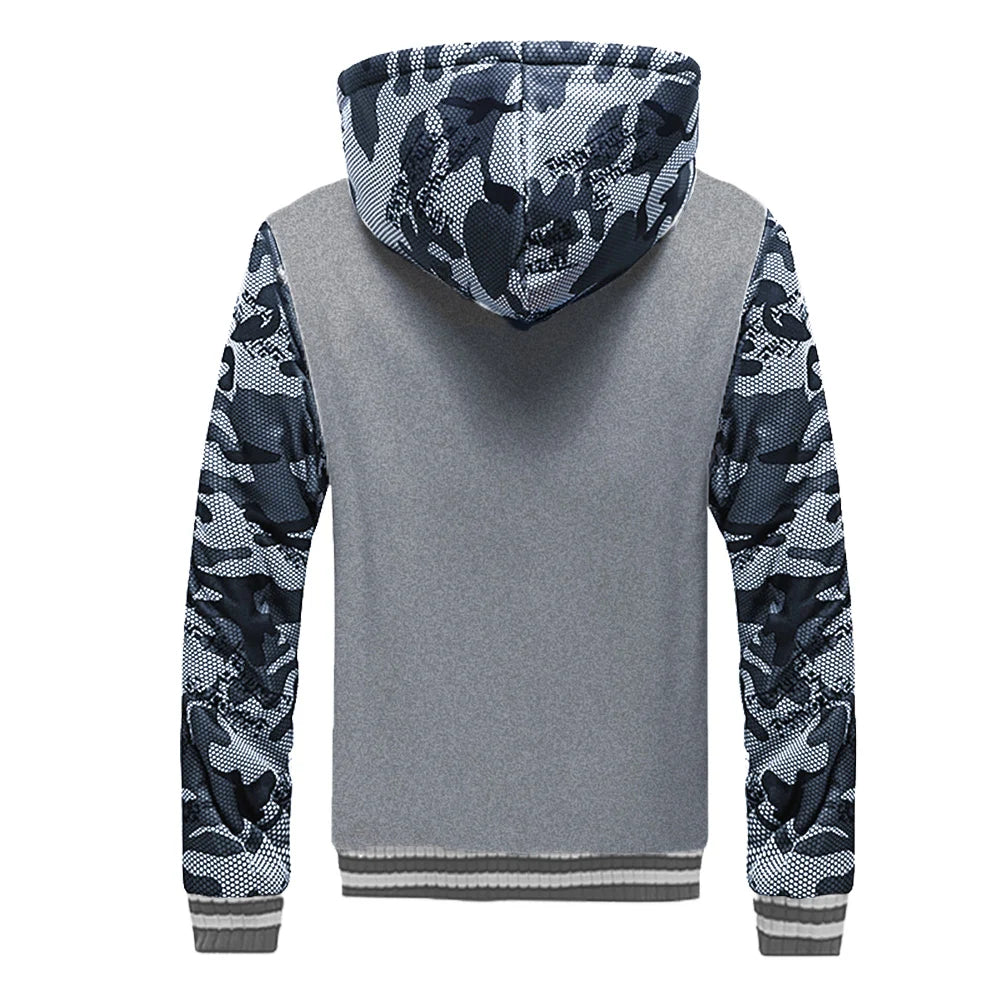 Chaqueta de Invierno con Capucha para Hombre - Camuflaje Forro Polar