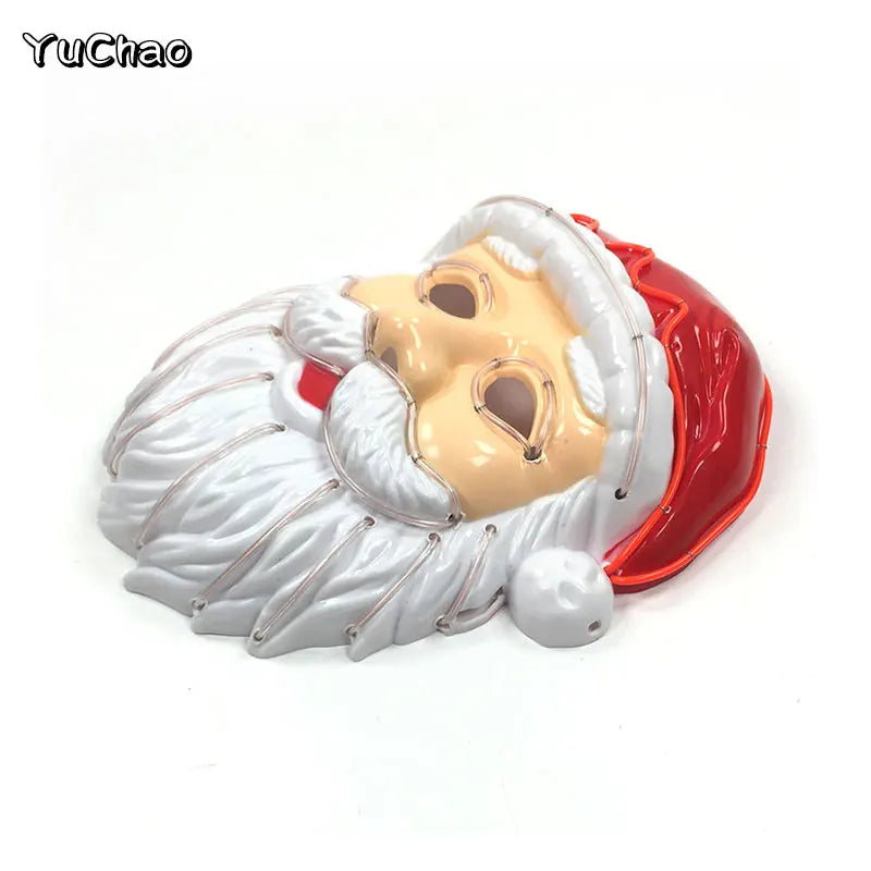 Máscara de fiesta de Navidad, mascarada de Navidad, Cosplay, Papá Noel, máscara LED, accesorios divertidos para disfraz de fiesta, regalo de Navidad, juguete para niños