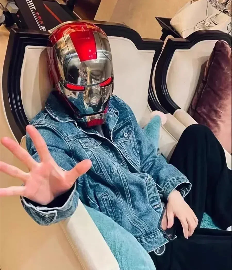 Casco de Iron Man de Marvel, Escala 1:1, MK50 MK5 MK17, con Control por Voz y Ojos Luminosos, Modelo Coleccionable para Adultos, Juguete de Navidad