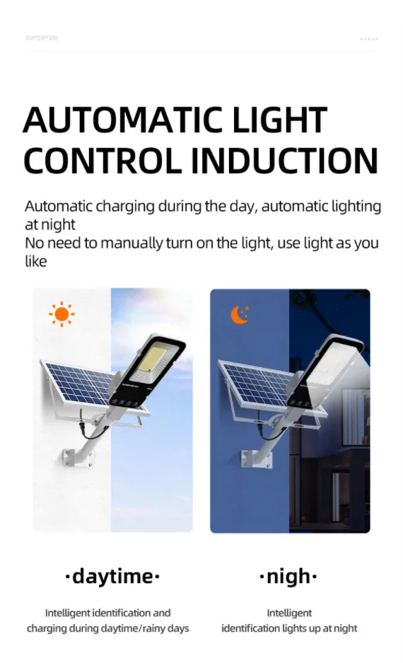 Farola Solar LED para Exterior con Detección Automática IP65