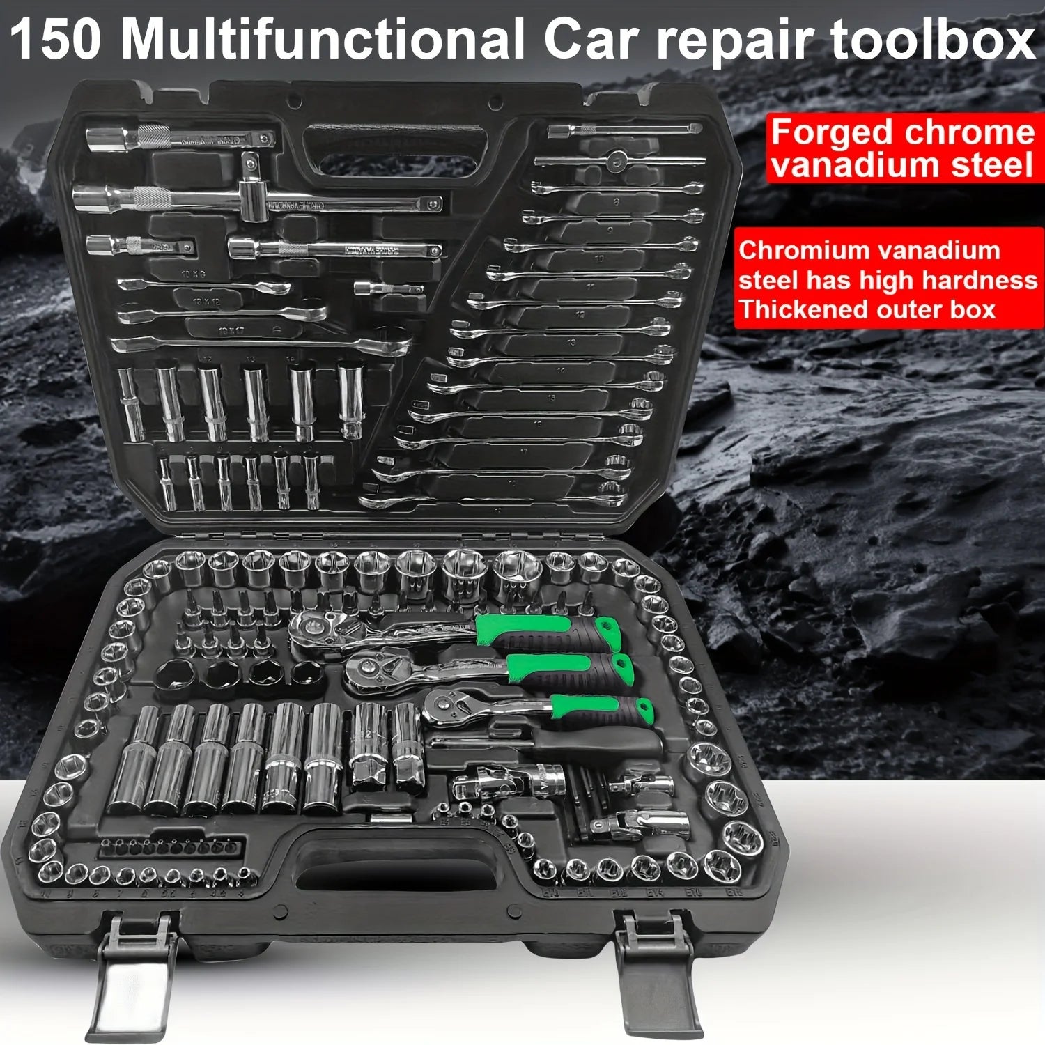 Juego de herramientas de reparación mecánica de automóviles, multifuncional con enchufe, llave y juego de trinquete, reparación de automóviles, kit de herramientas mecánico, 150/46 Uds.