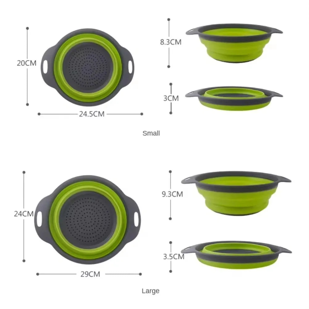 Escurridor plegable de silicona, cesta para lavar frutas y verduras, colador plegable, escurridor plegable, herramienta de almacenamiento de cocina