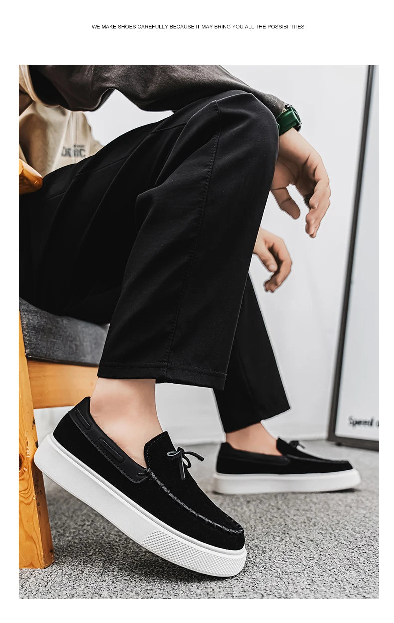 Mocasines casuales de estilo británico para hombre, cuero transpirable, antideslizantes
