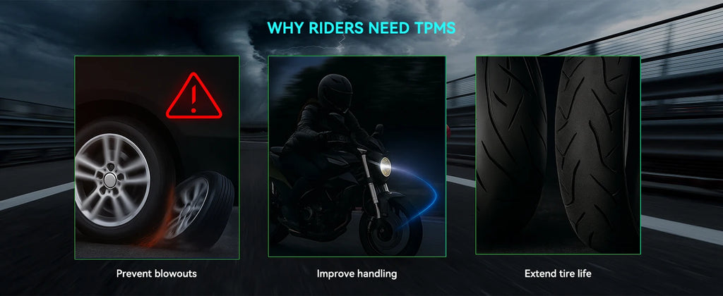 Sistema de supervisión de presión de neumáticos de motocicleta Bluetooth TPMS para motocicletas Monitor de presión y temperatura de neumáticos en tiempo Real con