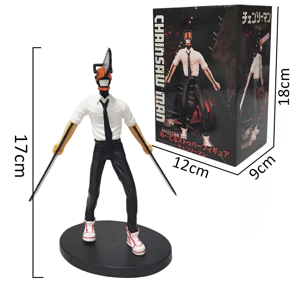 Figura de hombre de motosierra de Anime, conjunto de 2 uds., figura de acción Denji de 14-17cm, muñeca decorativa para coche, colección de modelos de PVC, juguetes, regalos para niños