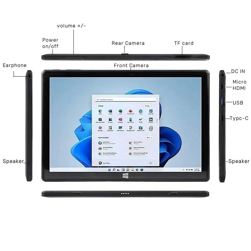 4GB DDR3 RAM 32GB/64GB ROM Tableta de 10.1 pulgadas con Windows 10/Windows 11, CPU de 64 bits Z8350/N3350, pantalla IPS de 1920*1200, puerto HDMI, USB 3.0