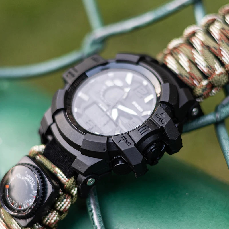 Reloj Digital Deportivo con Brújula y LED para Hombre, Resistente al Agua