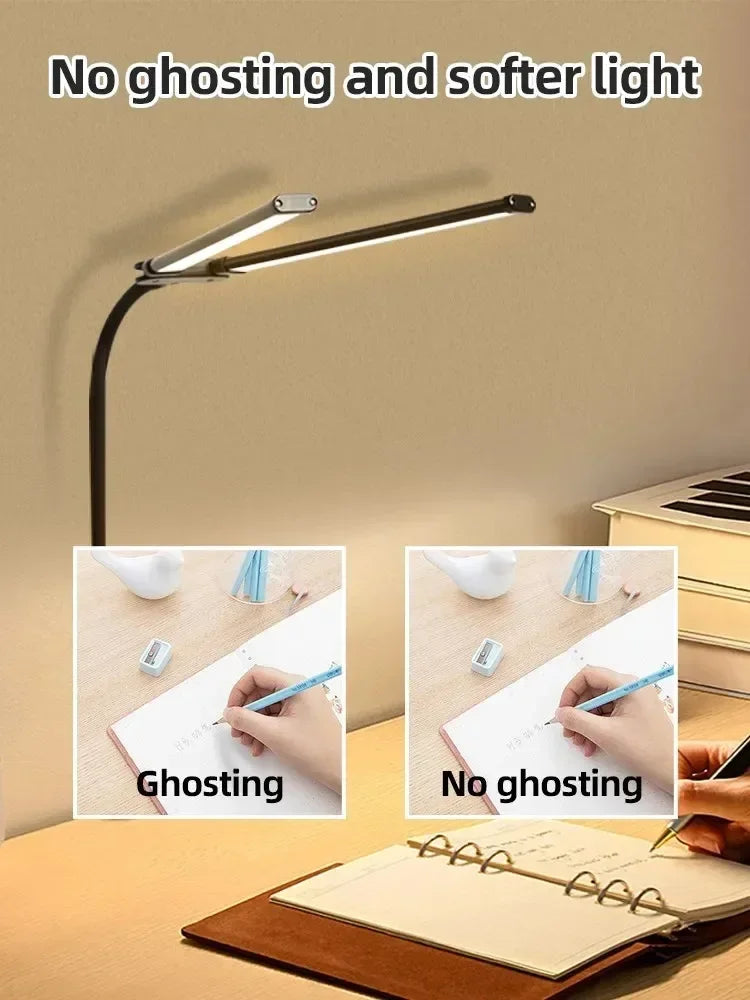Lámpara de Escritorio LED de Doble Cabezal con Clip, Regulable, para Monitor de Computadora, Lámpara de Mesa para Arquitectos, para Oficina, Lectura
