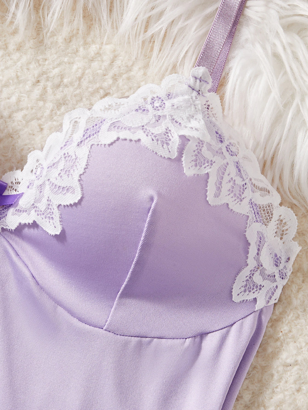 Camisón de Encaje con Lazo para Mujer, Lencería Babydoll