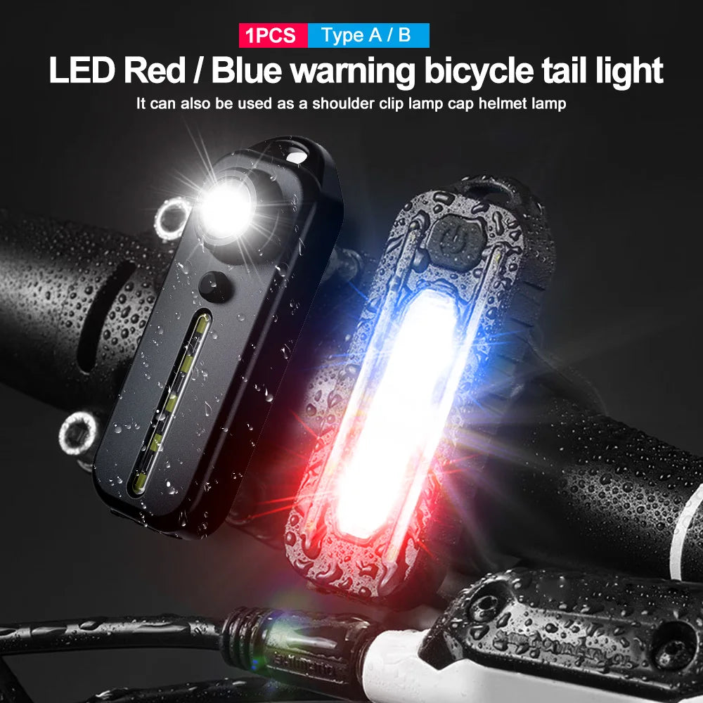 Mini linterna LED recargable por USB para bicicleta, linterna de bolsillo portátil, llavero, lámpara, luz trasera de bicicleta, luz de advertencia de Flash