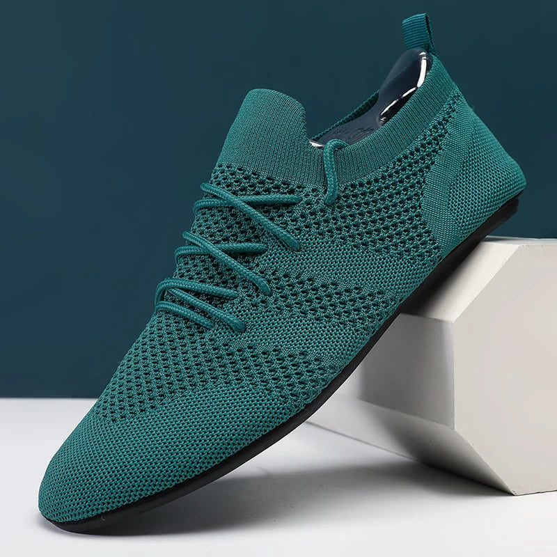 Zapatos informales con cordones para hombre, mocasines de malla transpirables para parejas, zapatillas informales ligeras y suaves para hombre, calzado para conducir al aire libre 36-47