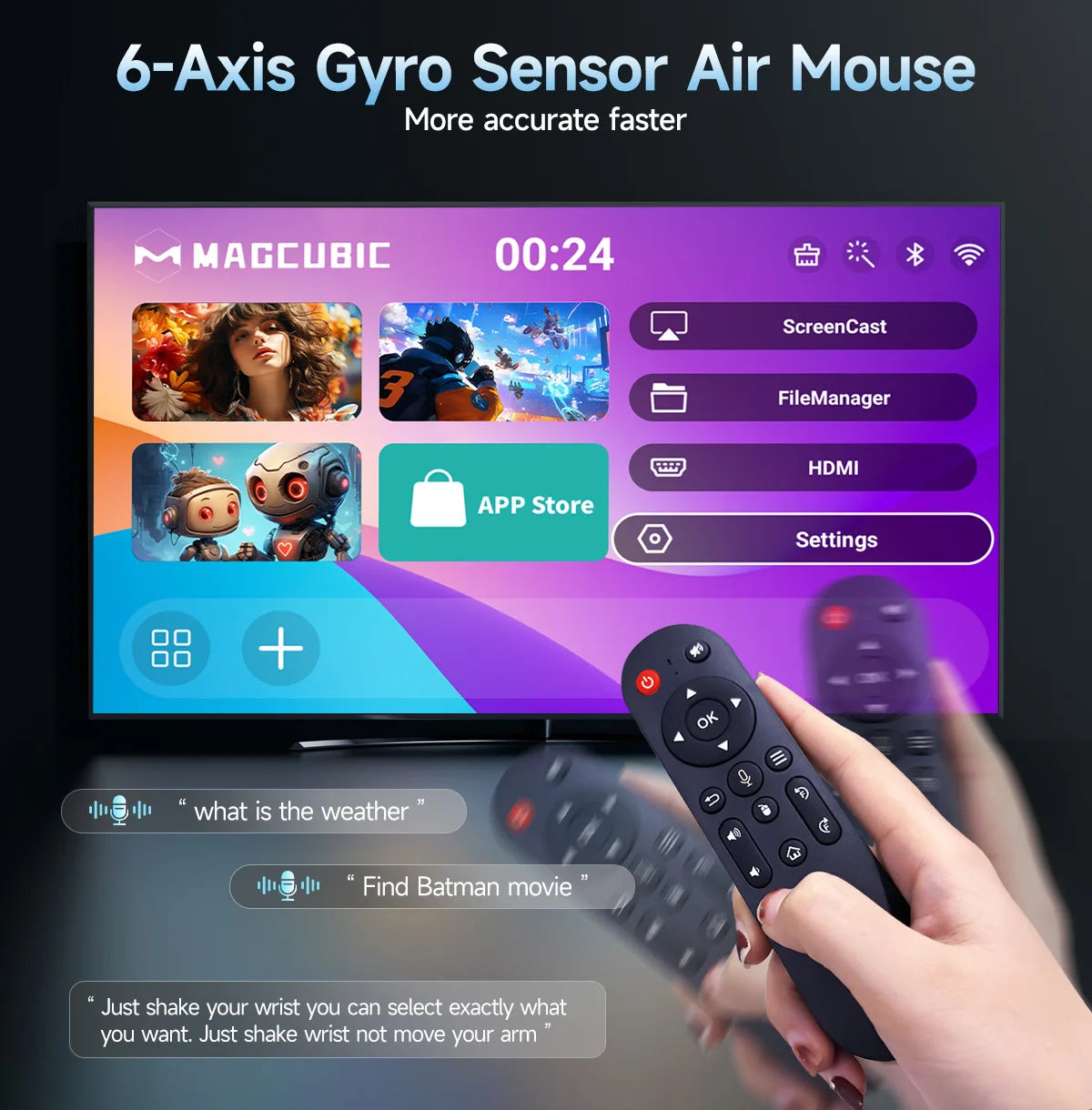 Proyector Magcubic HY320Pro Full HD Android 14 Nativo 1080P Enfoque Automático Portátil Cine en Casa Control por Voz Actualización del HY300 Pro