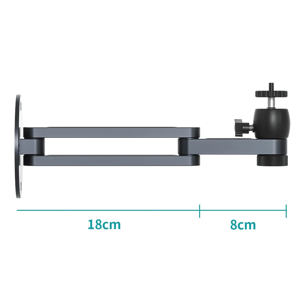 Soporte de montaje en pared para proyector, soporte de pared plegable ajustable multiángulo con rotación de 360 grados, soporte para proyector de aleación de aluminio