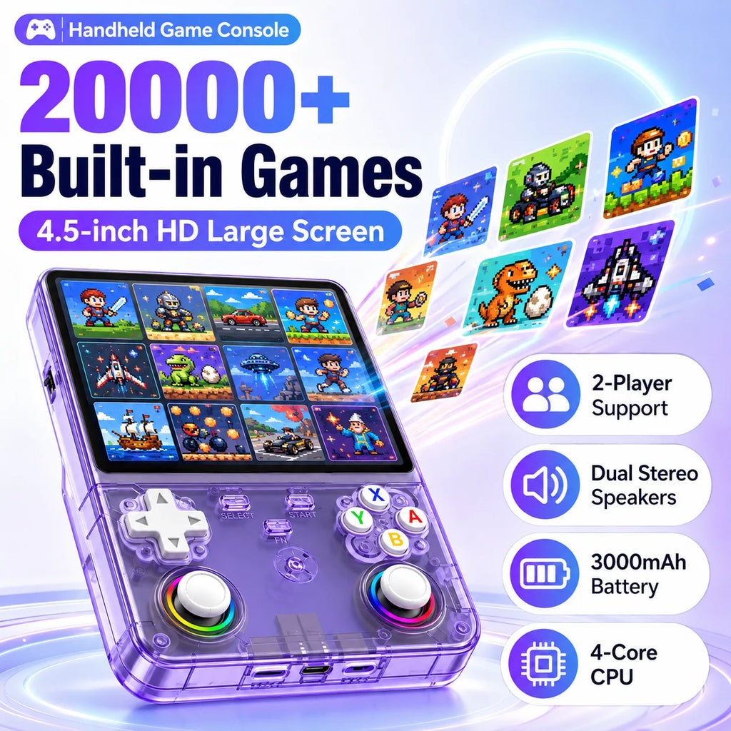 Consola de Juegos Retro Portátil R36 Ultra X con Pantalla IPS de 4.5 Pulgadas, 64GB/128GB, Consola de Juegos Portátil con Más de 20000 Juegos