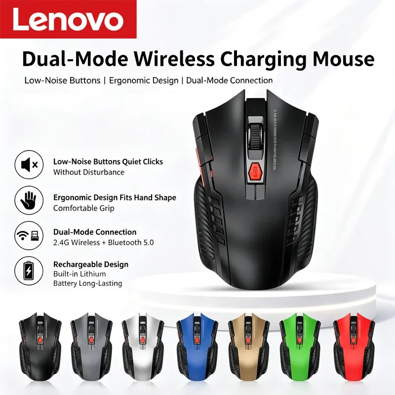 Ratón Inalámbrico Lenovo Modo Dual Clics Silenciosos Recargable